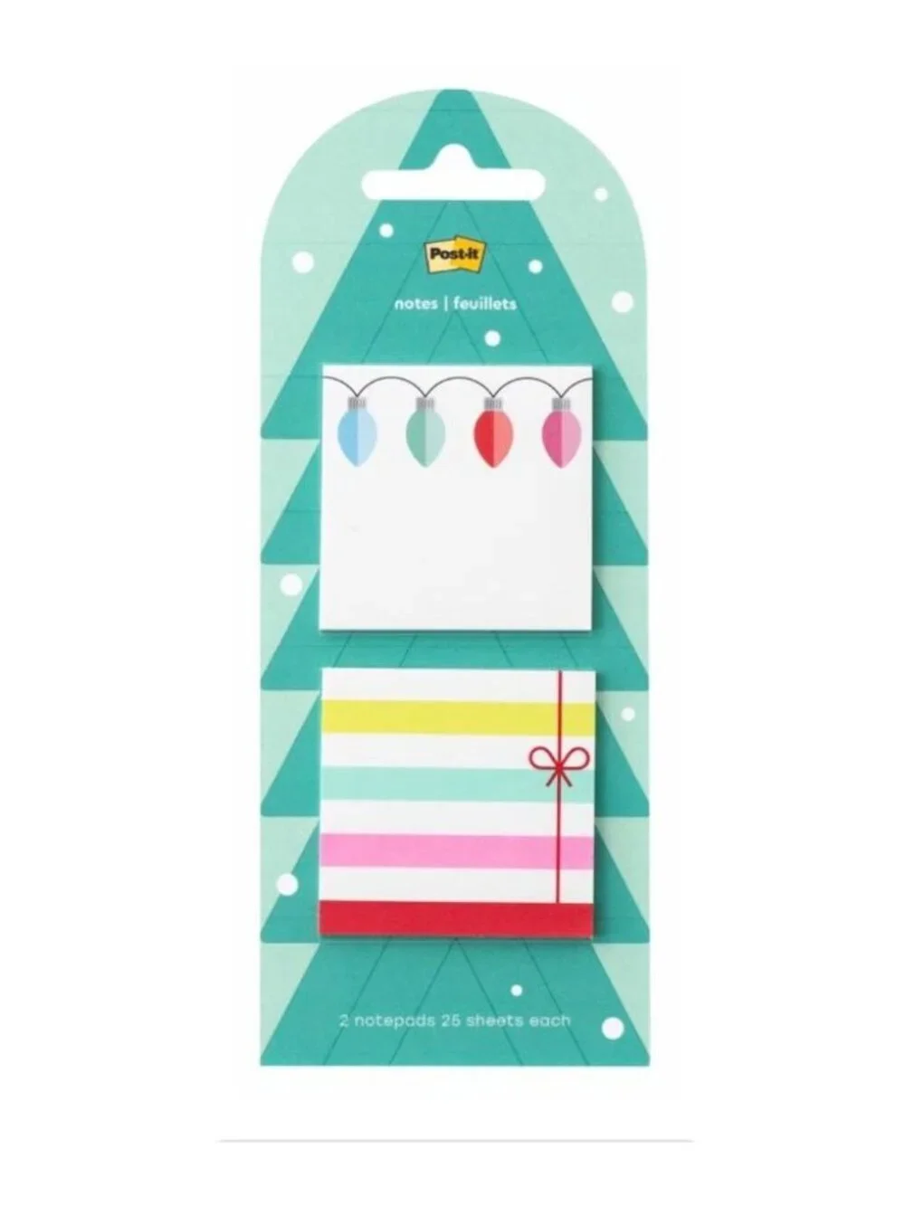 2 Post-it 2pk Jingle Notes Christmas Lights 1.9